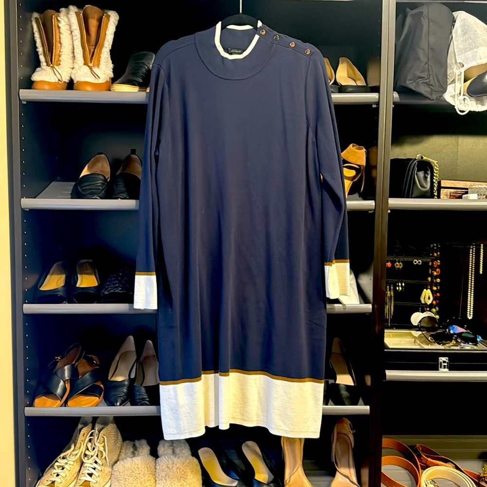 NWT! Sweater dress with gold button detail